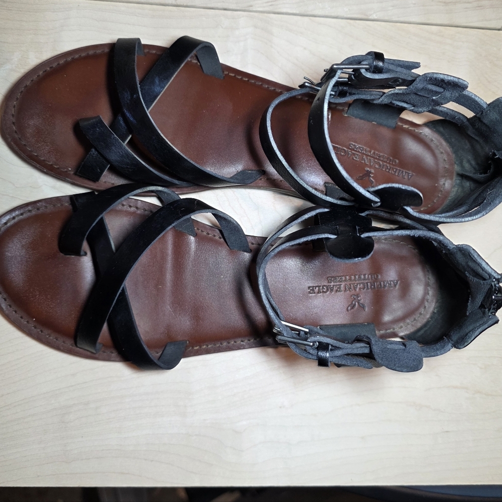 American Eagle Outfitters Black Strappy Gladiator Sandals - Picture 4 of 7